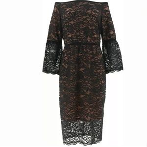 Du Jour Fashions A Line Velvet Trim Lace Contrast